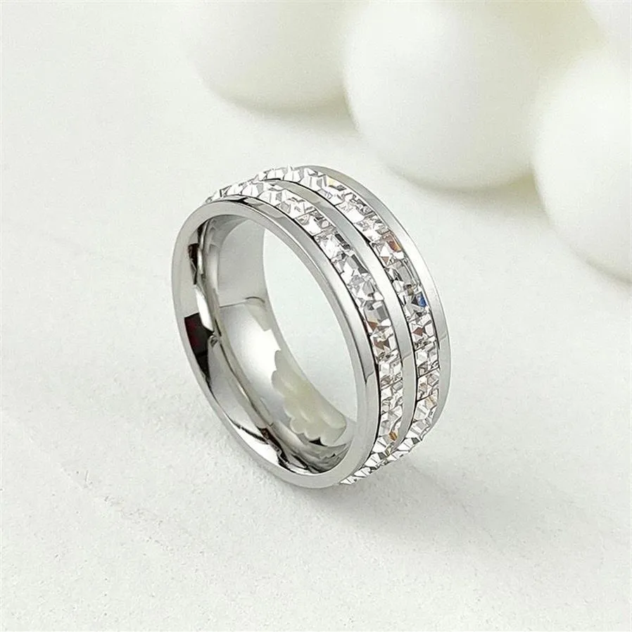 High Quality Titanium Steel Band Rings for Men and Women Valentine's Day Fashion Diamond Jewelry Size 5-10233C