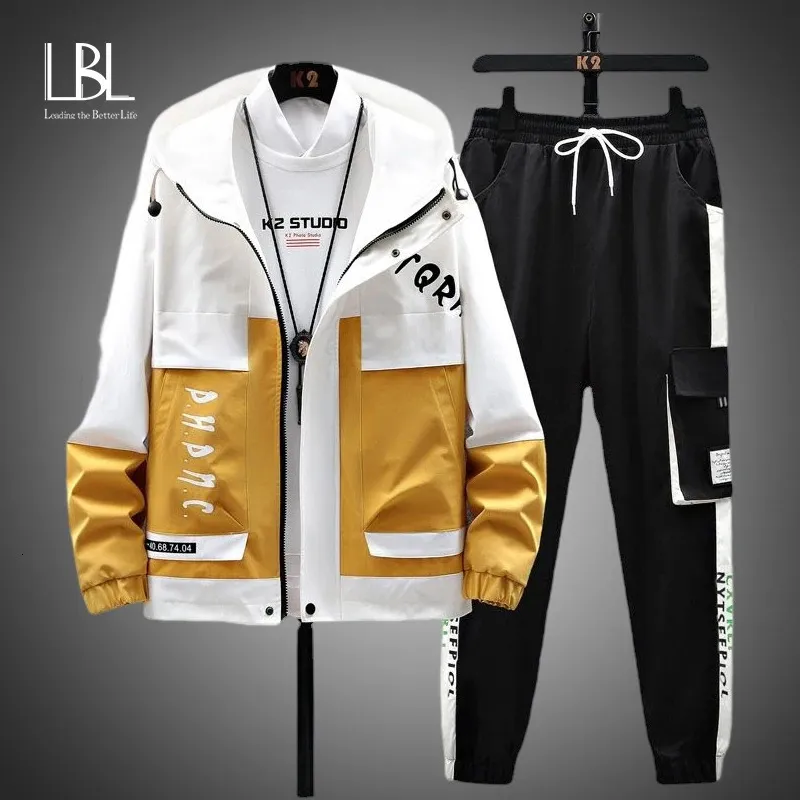 Herren Tracksuits Track -Anzug Set Decal Work Color Jackelpants 2 Piece Frühlings- und Herbst -Zipper -Jacke Sportswear Fashion Wear 231213