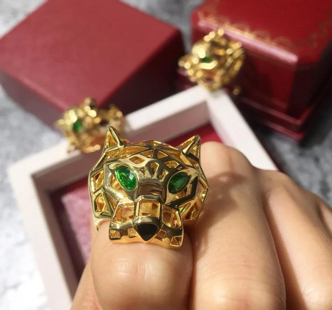 Seria Panthere Big Ring Luksusowa marka Oficjalne reprodukcje Klasyczna najwyższa jakość 18 K Gilded Gepar Pierścienie 5A Design marki N6351950