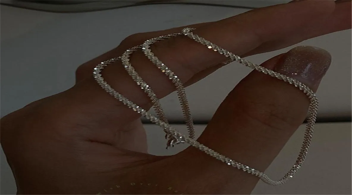 Proste srebrne łańcuchy Choker Naszyjnik zwykłe kobiety Collier femme mody biżuteria 9431959