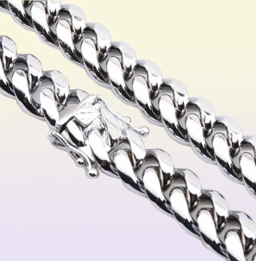 14mm Boys Men039s High Quality Silver Color Stainless Steel Curb Cuban Link Miami Chain Necklace Rapper Jewelry 740inch268w6390755