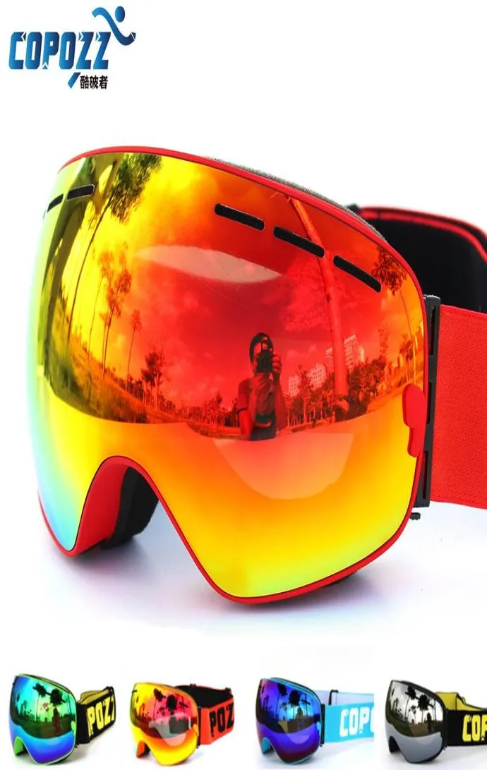 Copozz Brand Goggles podwójne warstwy Uv400 Antifog Big Ski Maski okulary narciowe mężczyźni Kobiety Snowboard Goggles Gog201 Pro1473686