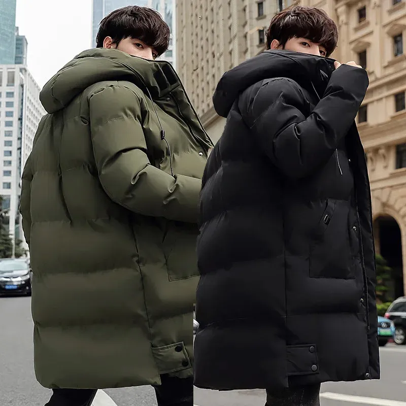 Men s Jackets Winter Long Parkas Autumn Thick Loose Warm Solid Sleeve Hooded Puffy Zipper Male Clothing M 8XL 231212