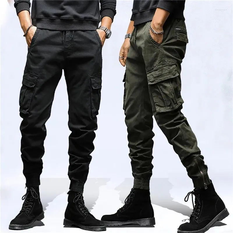 Pantalons pour hommes 2024 Multi-poches Spring Cargo Hommes Polaire Doublure Épais Chaud Slim Fit Joggers Streetwear Casual Coton Pantalon Thermique