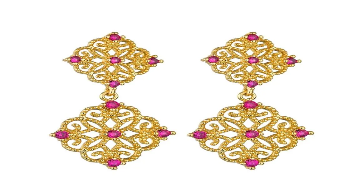 Charm nya örhängen Fashion European och American Retro Ruby Inlaid Earrings 925 Sterling Silver Needle Trend Creativity Designer J5749391