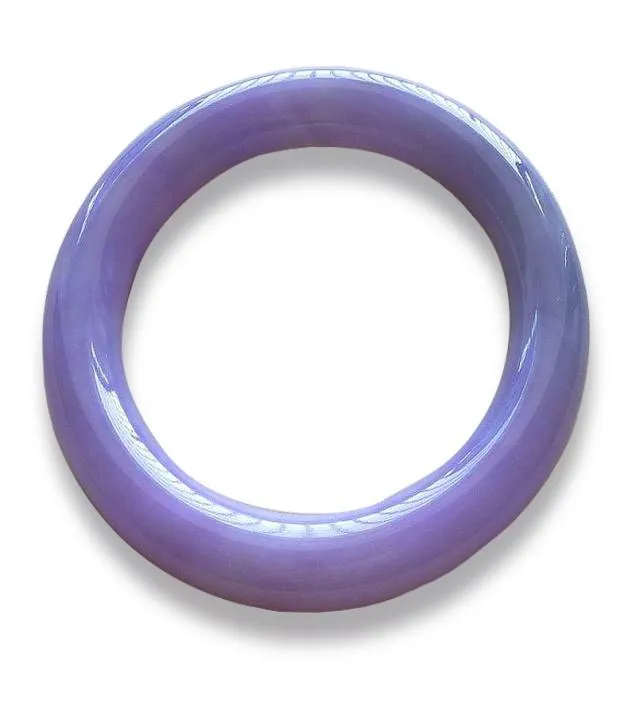 Bracciale rigido con barra tonda in giada lavanda viola naturale Myanmar da 5664 mm7926336