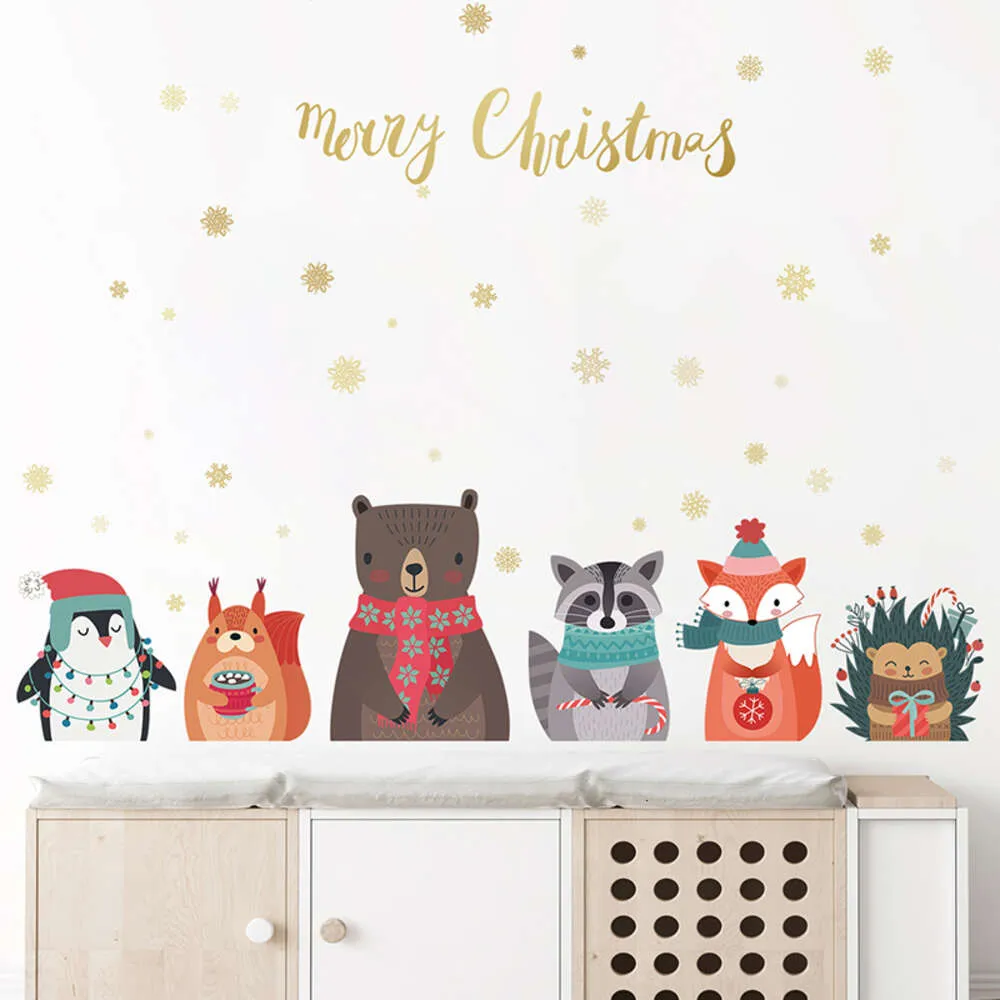 God jul djur falsk eldstad julklapp vägg klistermärken för vardagsrum kök rummet dekorativ klistermärke dekor