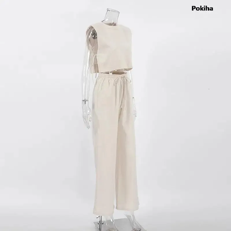 Spatofa Ensemble Décontracté 2 Pièces En Lin Pour Femme - Pantalon Et Chemise Boutonnée Manches Longues