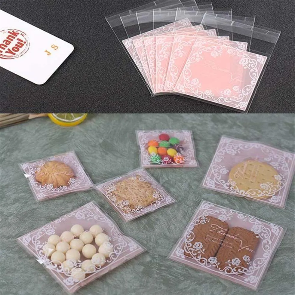 Rosa rosa laço doces biscoito sacos de plástico auto-adesivo para diy biscoitos lanche doces doookies pacote de cozimento decoração crianças presente suppli2710