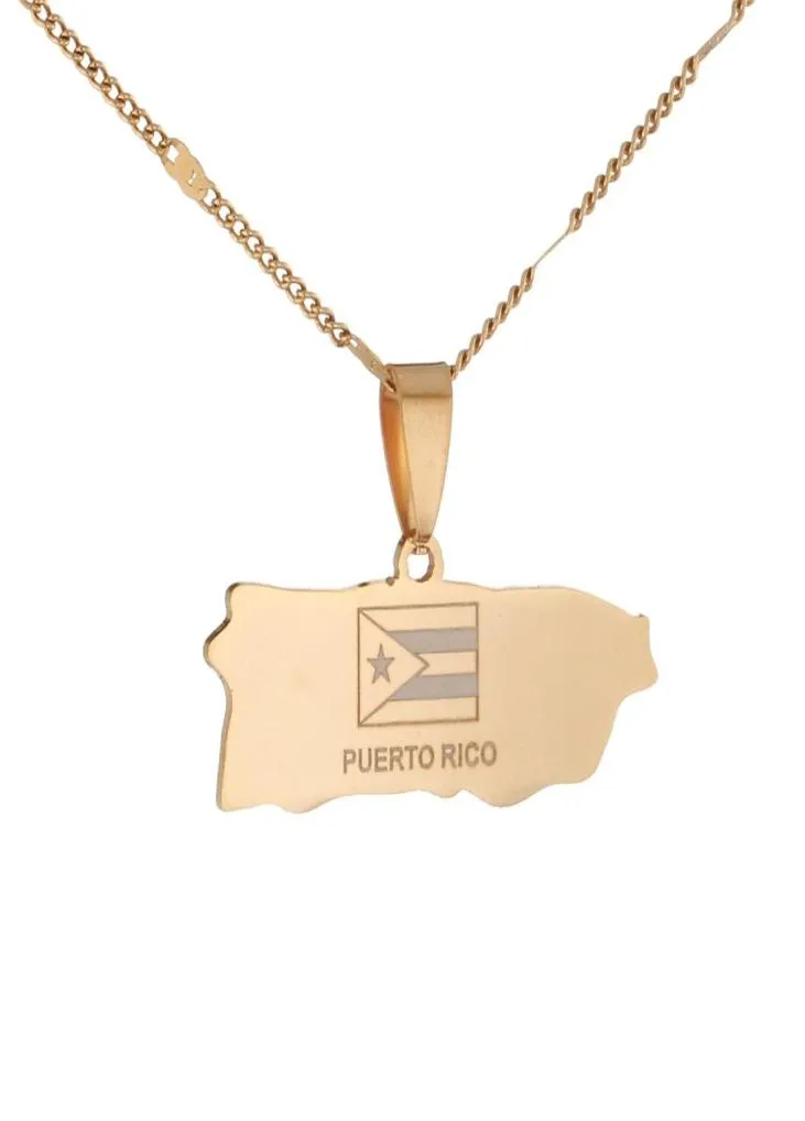 Stainless Steel Puerto Rico Map Pendant Necklaces Puerto Ricans Map Women Chain Jewelry3139717