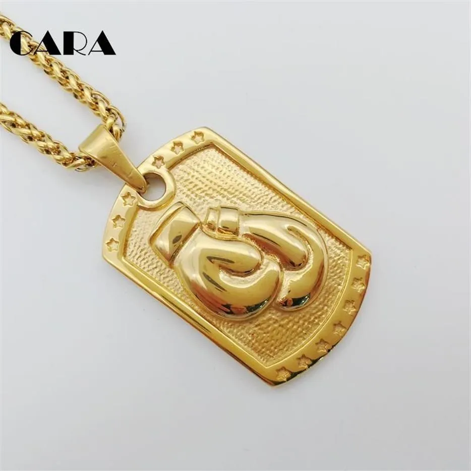 Pendant Necklaces Arrival Punk Style 316L Stainless Steel Hip Hop Necklace Boxing Glove Square Tablet Mens Jewelry CAGF0190281Z