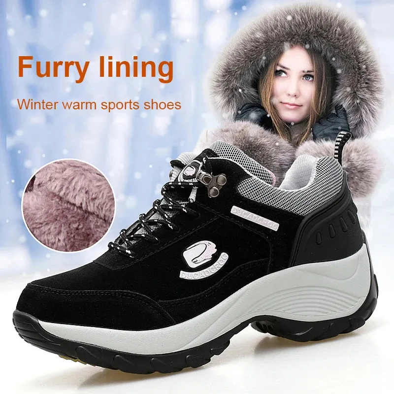 Sukienka buty zimowe kobiety Furry ciepła platforma Lekka na zewnątrz bieganie na zewnątrz 42 Zapatillas Mujer 231212