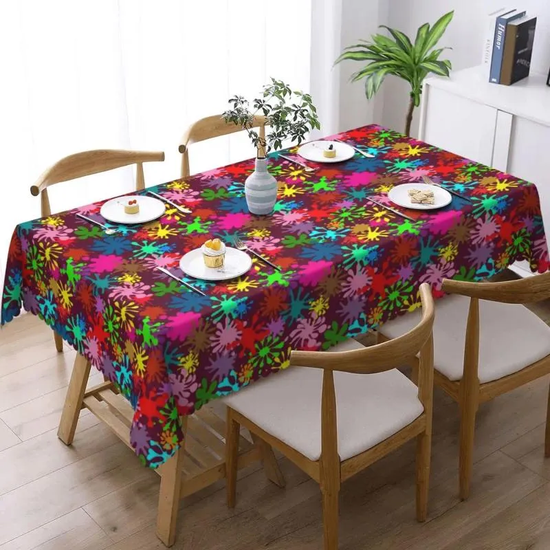 Bord trasa rektangulär dukduk söt färg splatter färgglada tryck täcke design hem fest matsal dekoration