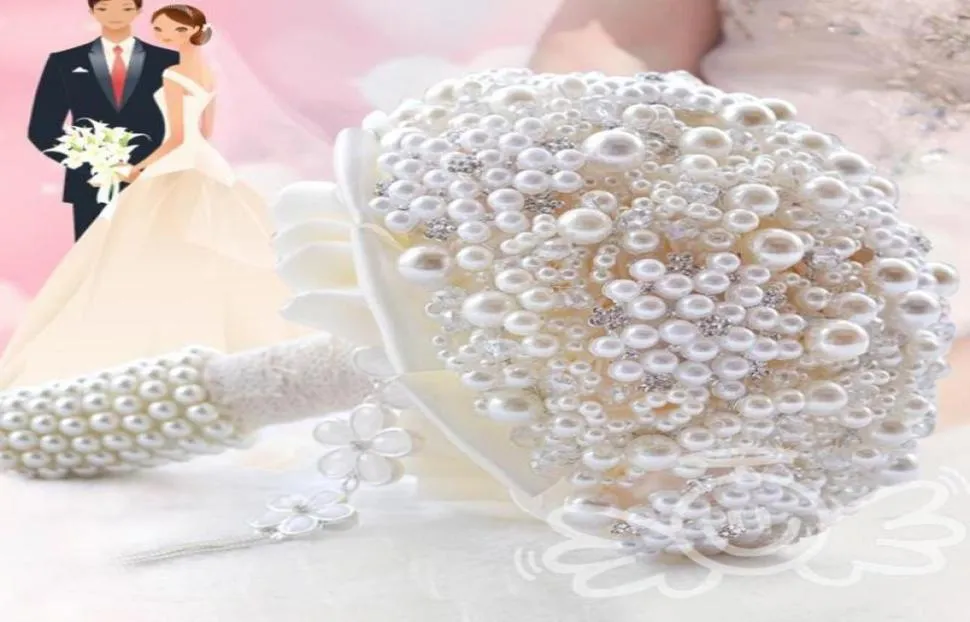 100個の手作りのエレガントな真珠パッチワーク花嫁用ブライダルブーケのための豪華な結婚式の花手装飾装飾的な花輪6190006