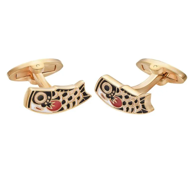 Yoursfs 6 PairsSet Fish Cuff links Men Fashion Gold Plated 18K Unique Anniversary Holiday Birthday Gift3451863