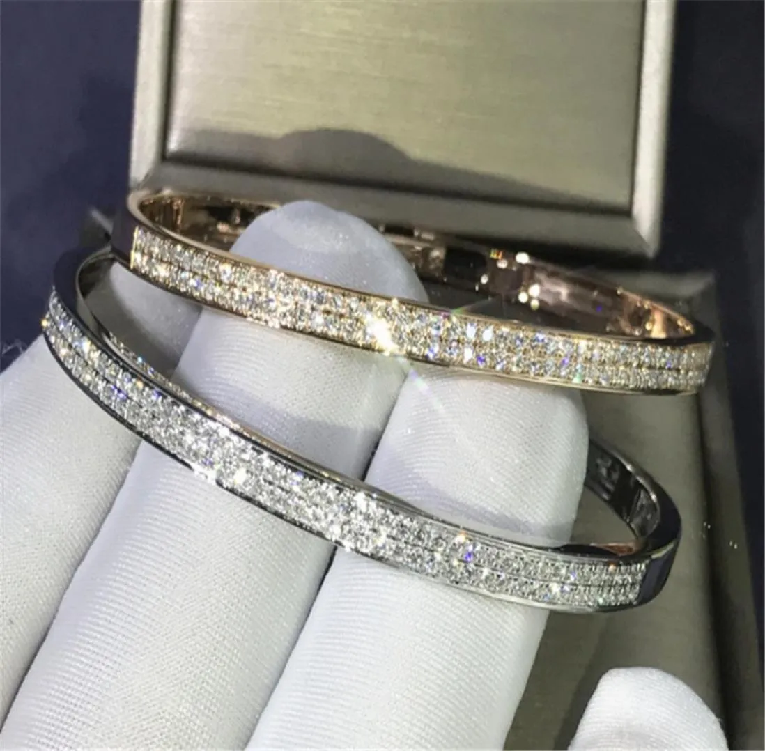 Trendy Pave Lab Diamond Bangle 925 Strerel -Srebrna impreza zaręczyny Banles Bransolety dla kobiet Bridal Charm Wedding Accessaries9449664