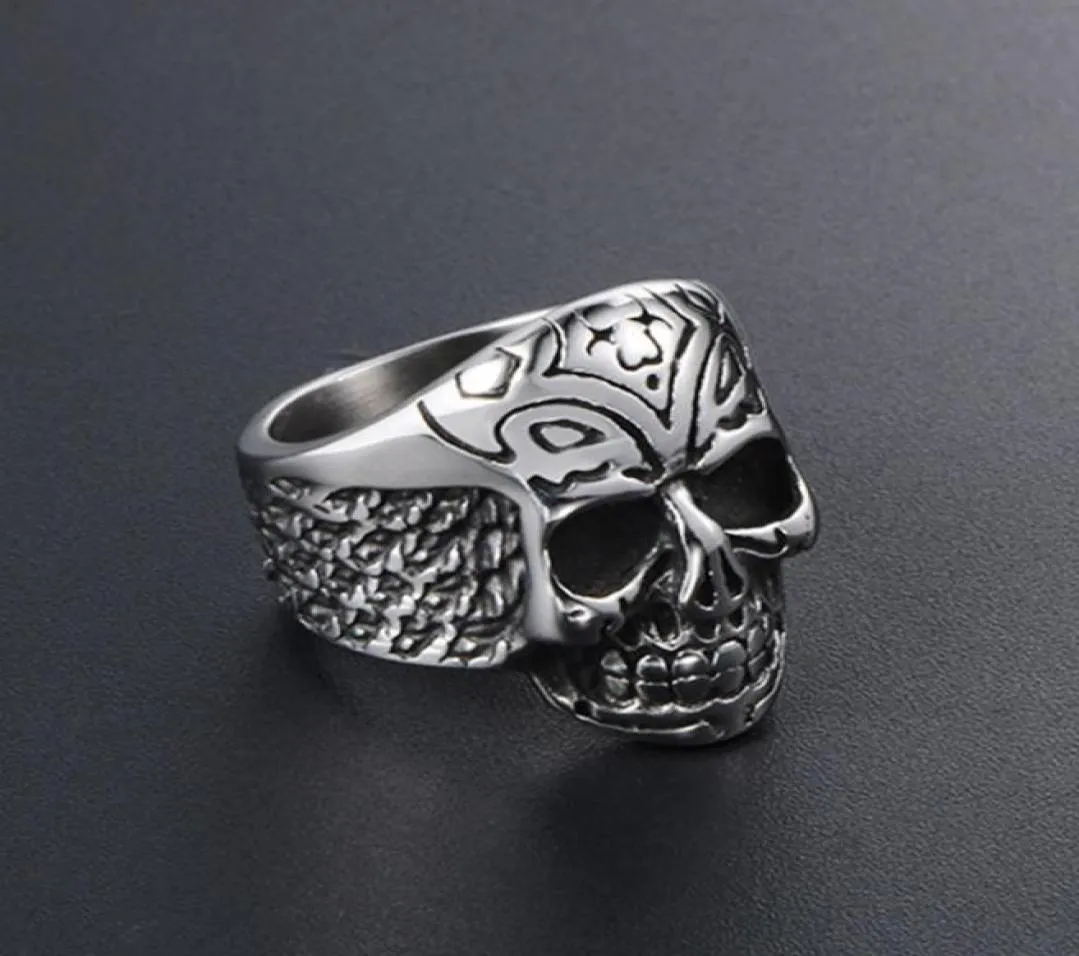 Death Squads Biker Ring Cool Skull Skeleton Head 100 Titanium Steel For Men Apprideration Handgjorda mönster smycken present kluster ri8593917