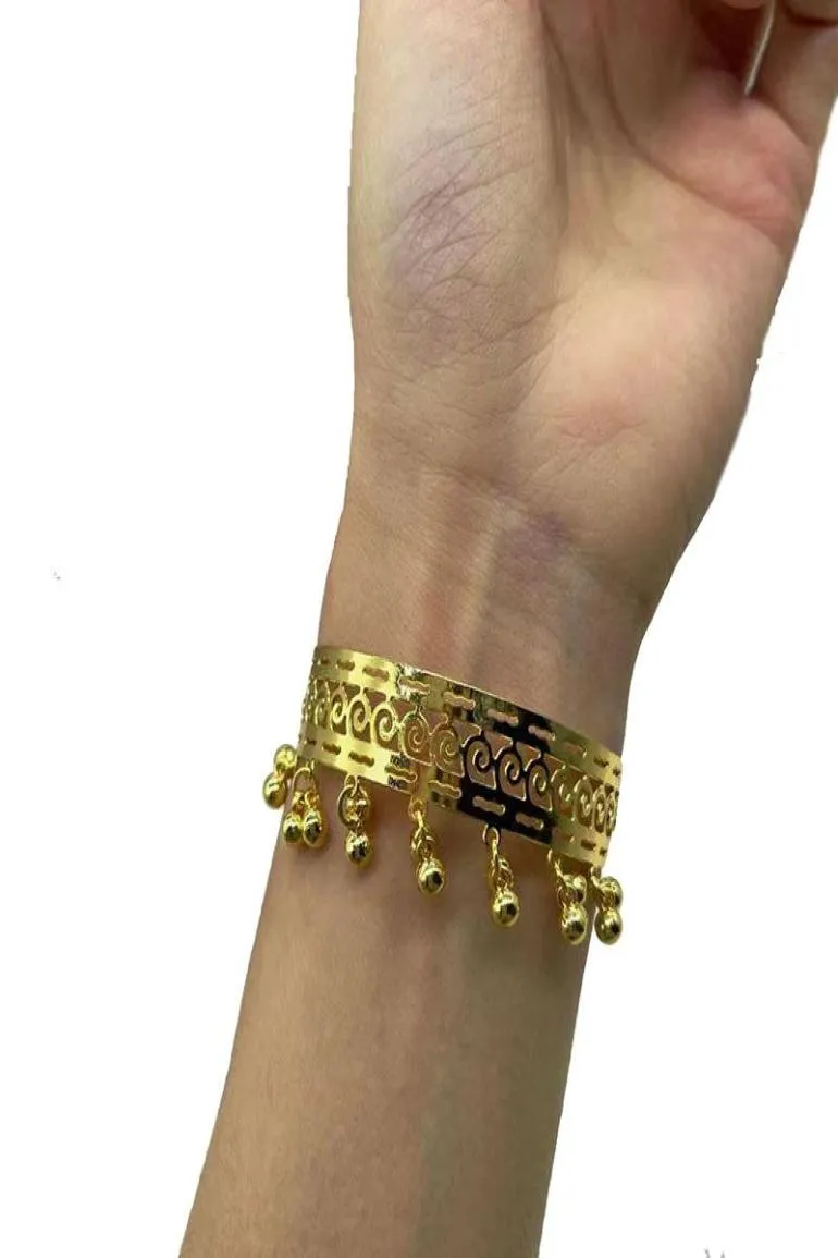 Bangle 1pcs 24k Gold Color Ethiopian Jewelry Bangles For Women Luxury Dubai Ramadan Ball Bracelet AfricanArab Weeding Gift4418265