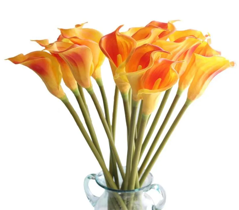 Flor artificial para casa inteira Flores decorativas Tamanho grande Real Touch PU Calla lírio Sensação de mão Flores Artificiais para casamento Dec9379662