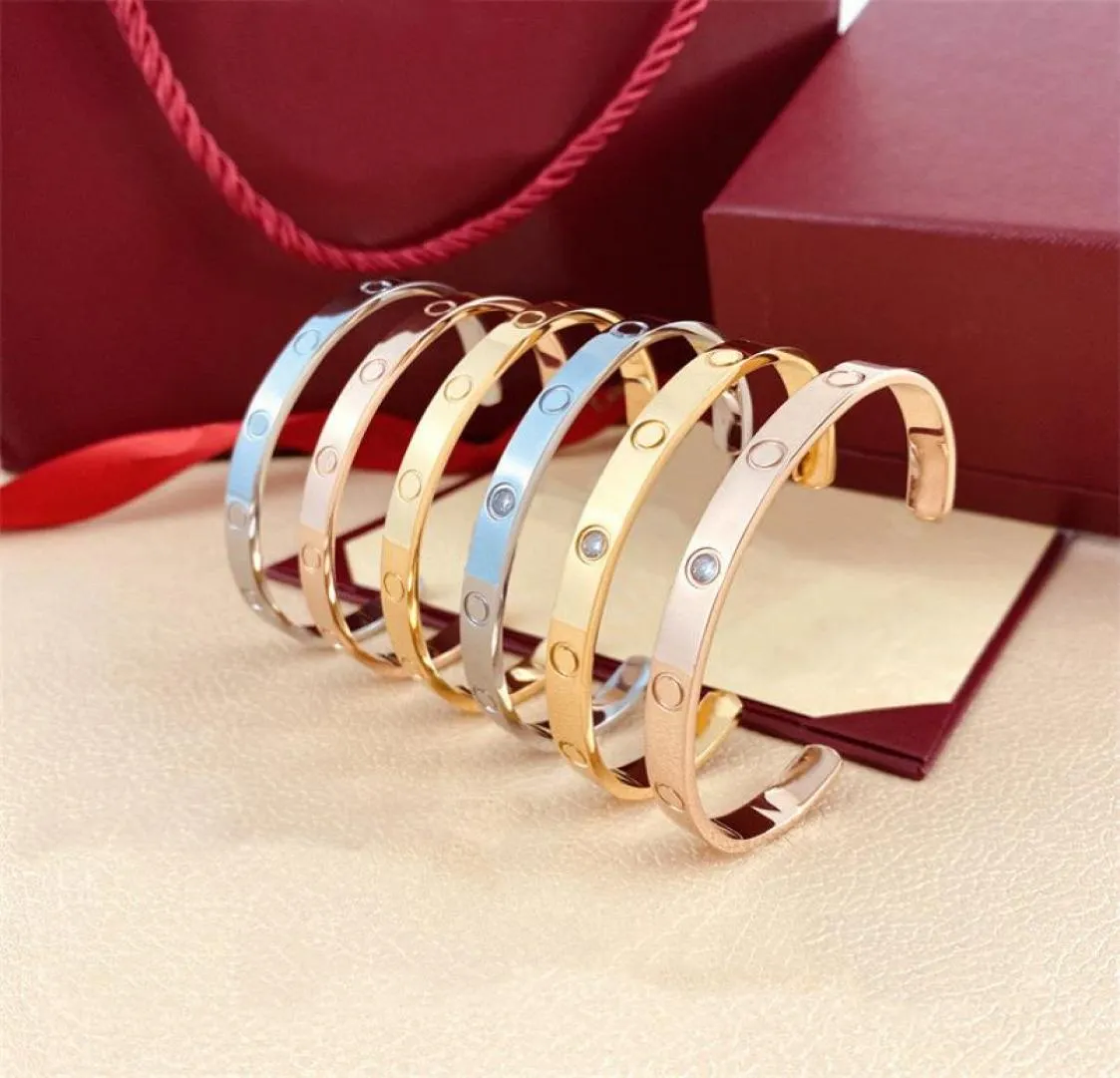 designer bracelet for men women nail luxury bangle c shape letter diamond stainless steel jewelry lovers fashion charm silver rose3324375