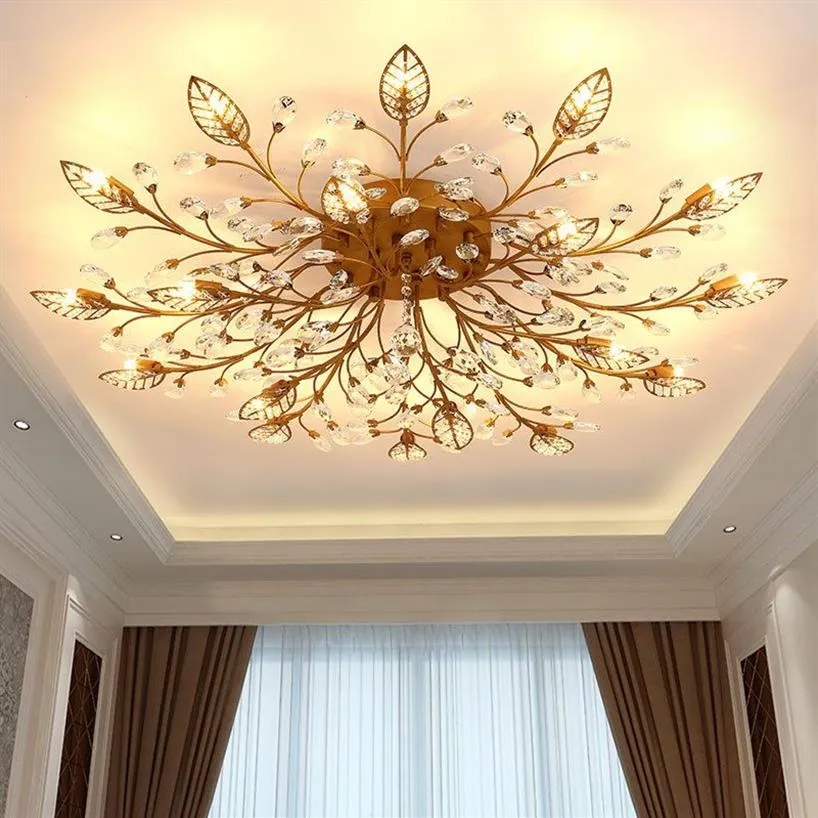 Moderne K9 Cristal LED Encastré Plafond Lustre Luminaires Or Noir Maison Lampes pour Salon Chambre Cuisine 186e
