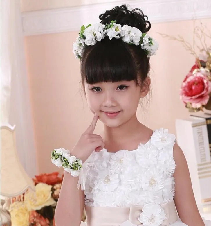 Dzieci z Korei Południowej039s wieniec wieniec Han Symulacja dziewczęta opona kwiat girlandy wieniec sukienki ślubnej 9601562