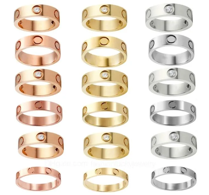 Mode Luxe Diamanten ringen designer sieraden zelfliefde ring rose goud schroef roestvrij staal 3 diamanten heren verlovingsringen voor 5616001