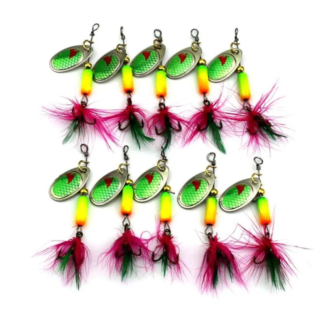 Hengjia Fishing Lure Buzzbait spinner bete 10st konstgjorda spinnerbait paljettsked betar metall fiske diskant fjäderkrokar1969981