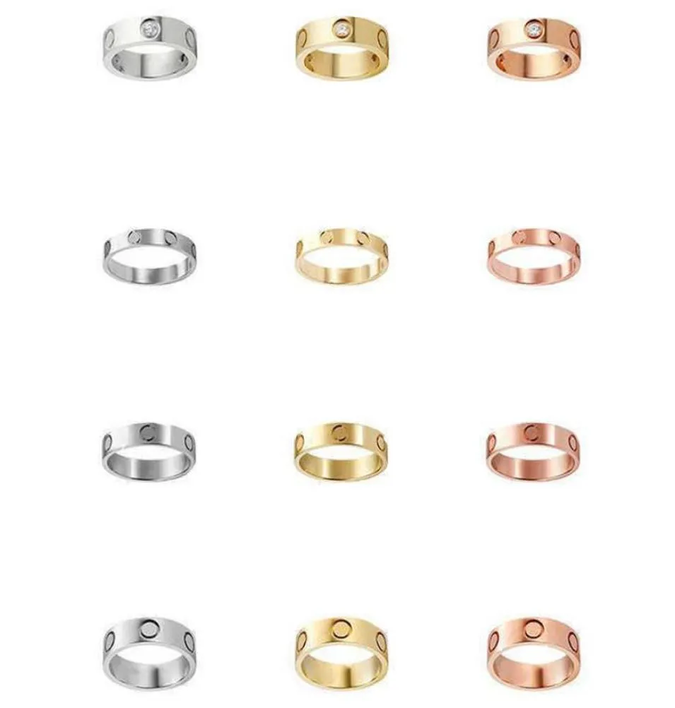 Amante della moda Rings Designer Designer Ring Coupe Gioiello Banda in acciaio Titanio con diamanti Classic Gold Silver Rose Opzionale dimensione 42790580