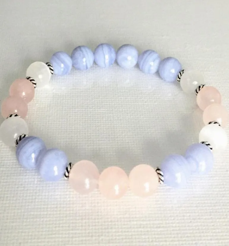 MG0816 Bracelet en Agate de dentelle bleue de qualité supérieure Bracelet en Quartz Rose de neige Bracelet de Protection contre les énergies négatives 8538594