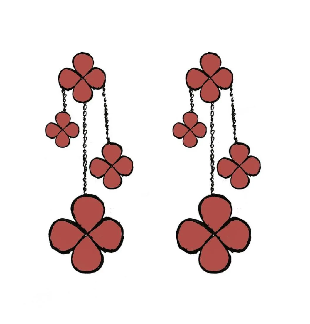 Femmes filles balancent lustre boucles d'oreilles 4 fleurs nacre créateur bijoux en argent Sterling de haute qualité 7226403