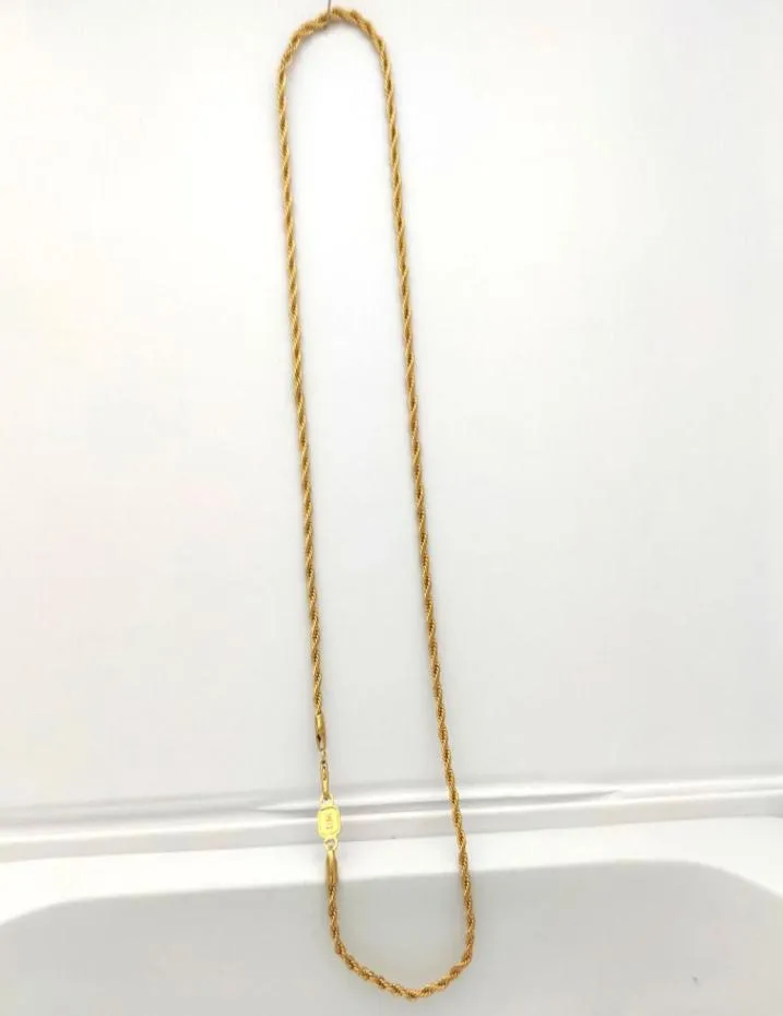 Rope Chain Necklace Connect Solid Fine Yellow 18ct THAI BAHT GF Gold 3mm Thin Cut Women50CM 20INCH8384953