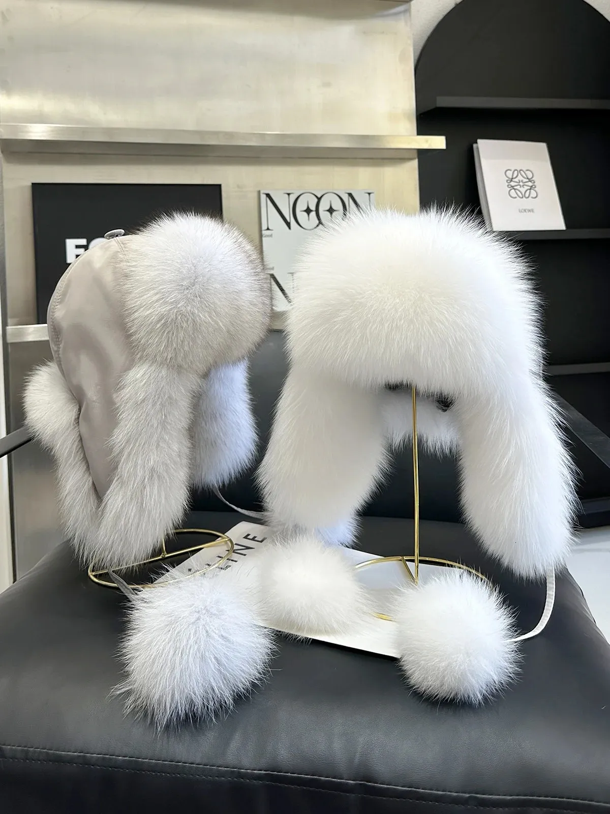 Trapper Hats Fox fur bomber hat female slim ski cap parentchild Mao autumn and winter ear protection warm ushanka 231212