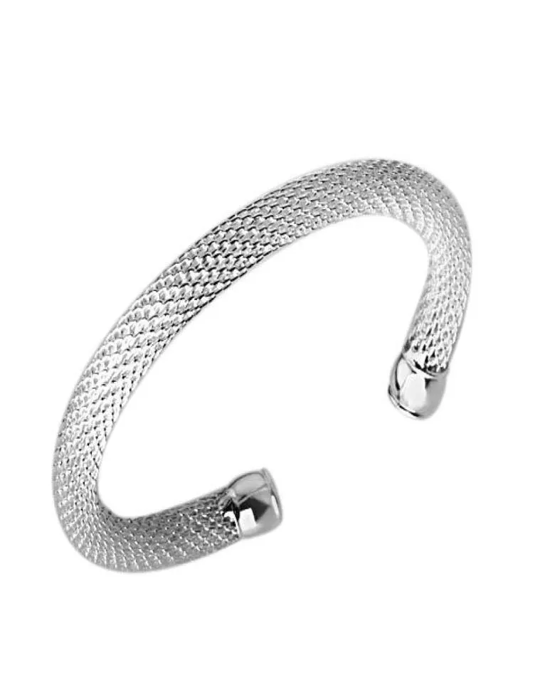 925 Sterling Zilveren Manchet Armbanden mooie Vrouwen Plant Netto Mode Kostuum Bangle Sieraden5909003