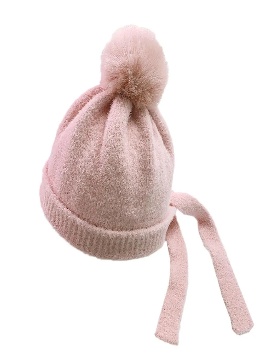 2020 children039s wool hat autumn and winter baby warm knitted hat autumn baby wool ball ear caps infant cap8205904