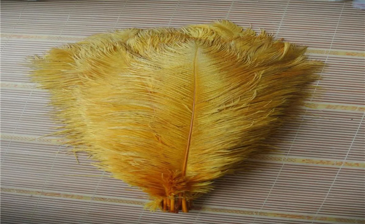 Whole 100 pcs 1618inch Gold ostrich feather plume for wedding centerpiece party event decor festive supply decor3141490