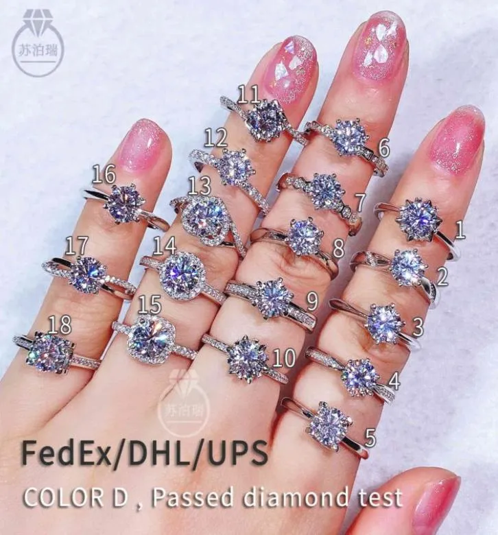 Subreli ColorVVS Pierścień dla kobiety pierścienia diamentowe opaska S925 Srebrna srebrna biżuteria Moissanite Stone Wholesale8140372