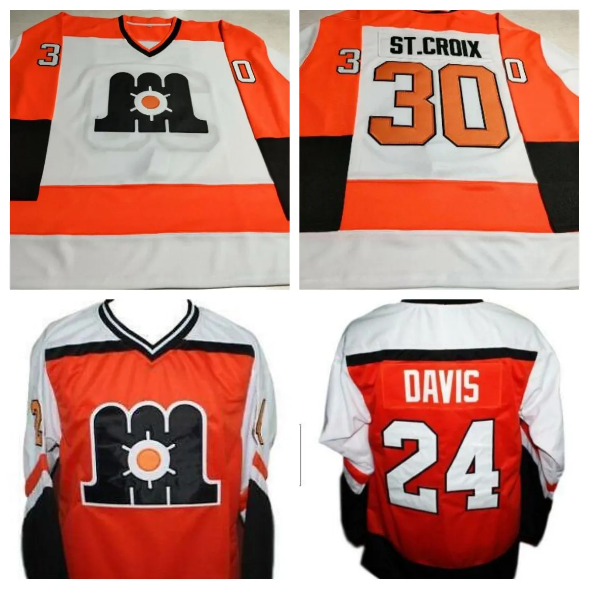 Anpassade män Youth Rick St.Croix #30 Maine Mariners Retro Hockey Jersey Davis Ed Home eller något namn nummer toppkvalitetströjor White Orange