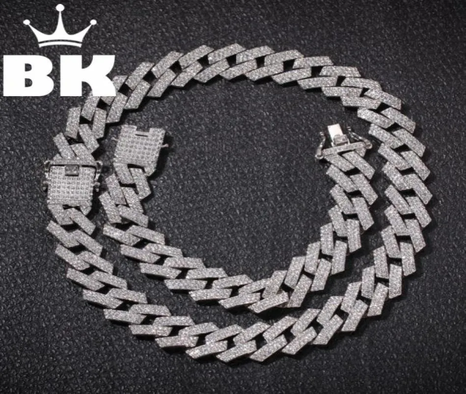 Ny färg 20mm Prong Cuban Link -kedjor Halsband Fashion Hiphop smycken 3 rad strassar isade ut halsband för Men2261876