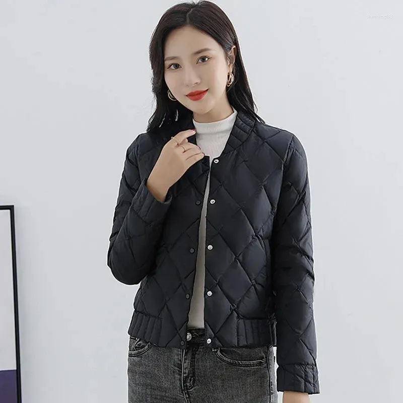Trenchs de femmes manteaux en coton manteau femme court 2023 automne hiver mode coréenne vestes minces femmes grande taille lumière