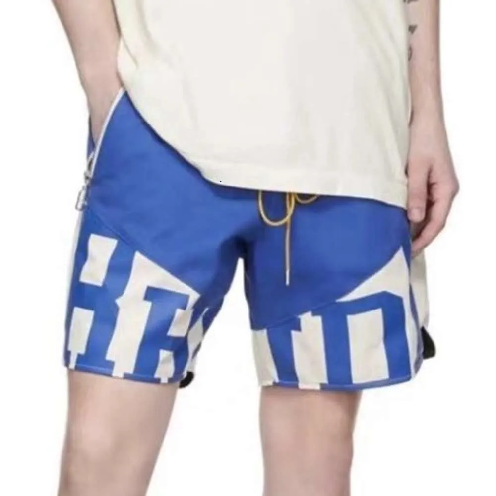 Rhude Pants Designer Fashion Man High Street Brand Loose Sports Two Color Patchwork Stripe Cropped Shorts With Label And Logo