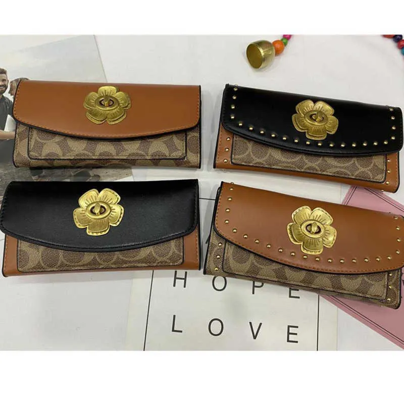 Camellia Blossom Long Wallet for Women 2024 Ny Multi Card Free Small Bag Trendy and Versatile Change Clip med stor kapacitet