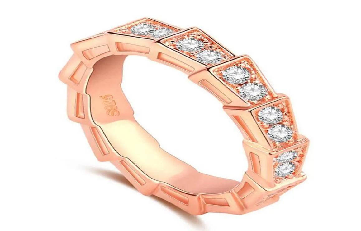 2017 وصول جديد من أعلى البيع المجوهرات الفاخرة 925 الجنيه الاسترليني Silverrose Gold Party Party Wedding CZ Diamond Band Ring Gift1999540