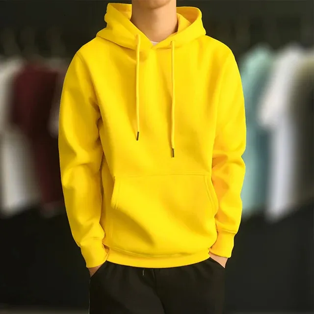 Mens plain 2025 pullover hoodie