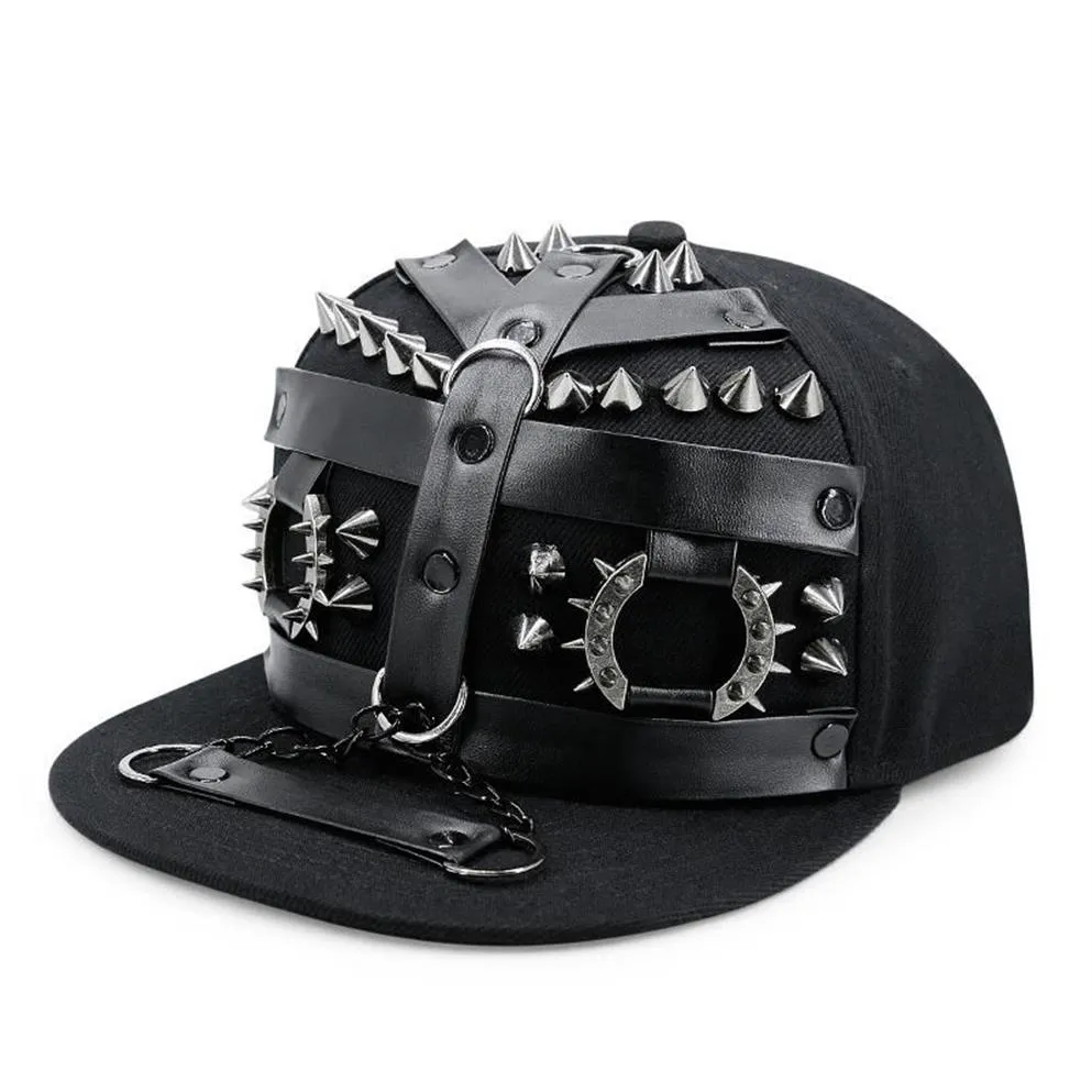 Ball Caps gbcnyier metal tata Hip Hop Hat Belt Klucz chłodny płaski brzeg fashon men punkowy pokaz tańca HIPHOP HATS252P