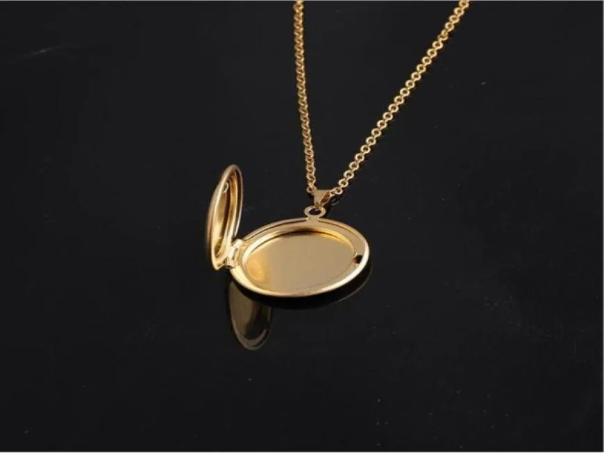 10pcslot Stainless Steel Mirror Polish Round Po Picture Frame Locket Necklace 3 Colors Jewelry 45cm J121815799453397234