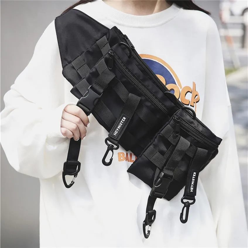 Sac de taille fonctionnel tactique multi-poches Techwear pochette de téléphone décontractée en plein air course Hip Hop poitrine plate-forme ceinture sacs Streetwear 220271z