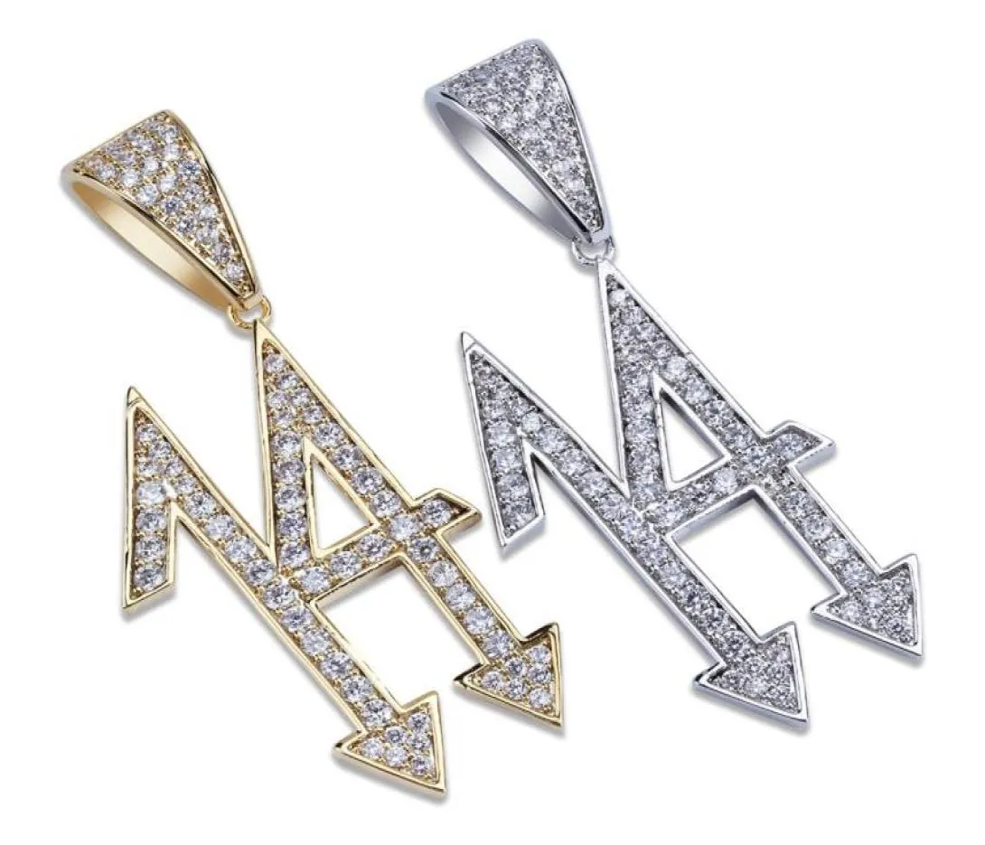 Iced Out Nummer 14 Hangers Kettingen Micro Pave Cubaanse Zirkoon Stenen Hanger Ketting Goud Zilver Kleur Cadeau Voor Mannen3637892