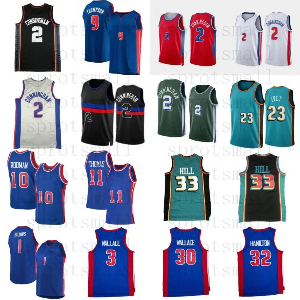 Cade Cunningham Jaden Ivey Jersey de basquete Ausar Thompson Retro Joe Dumars Dennis Rodman Isiah Thomas Grant Hill Chauncey Billups Ben Rasheed Wallace Hamilton