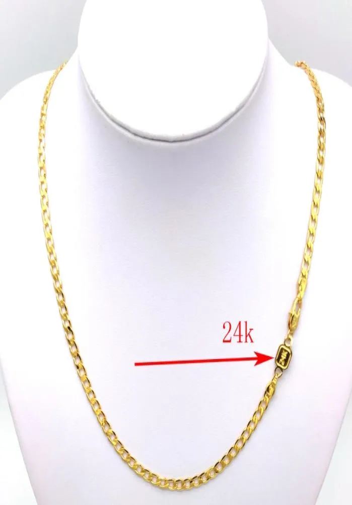 Solid 24 K TIMP LINK C GOLD GF Women039s Necklace Curb Chain Birthtine Regalo Valuto 20Quot 50 4 MM5501667